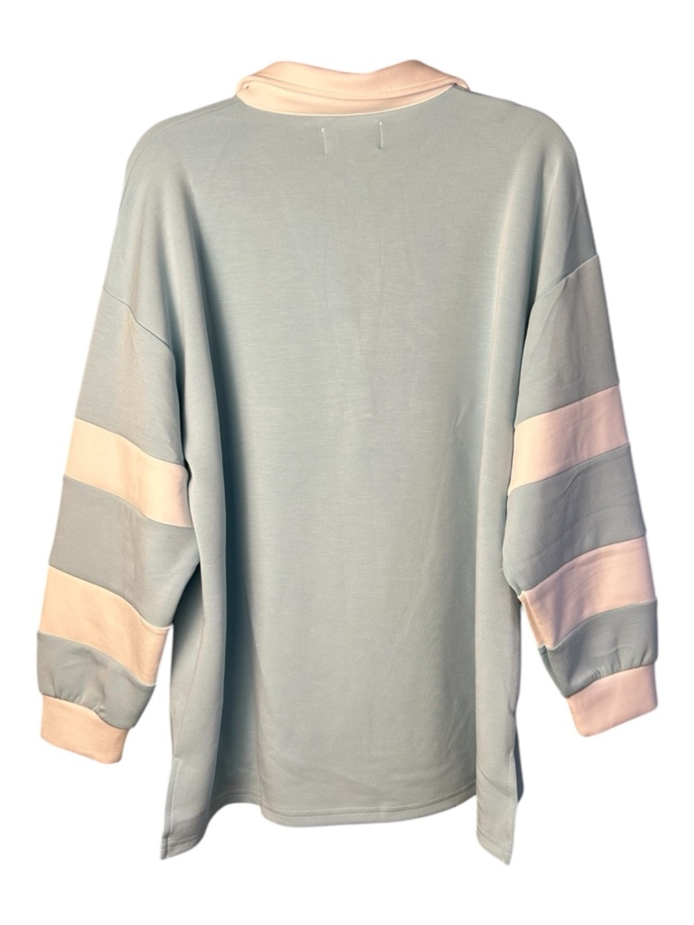 Simply Southern Pastel Blue Rugby Pullover with White Accents size medium - Picture 7 of 9